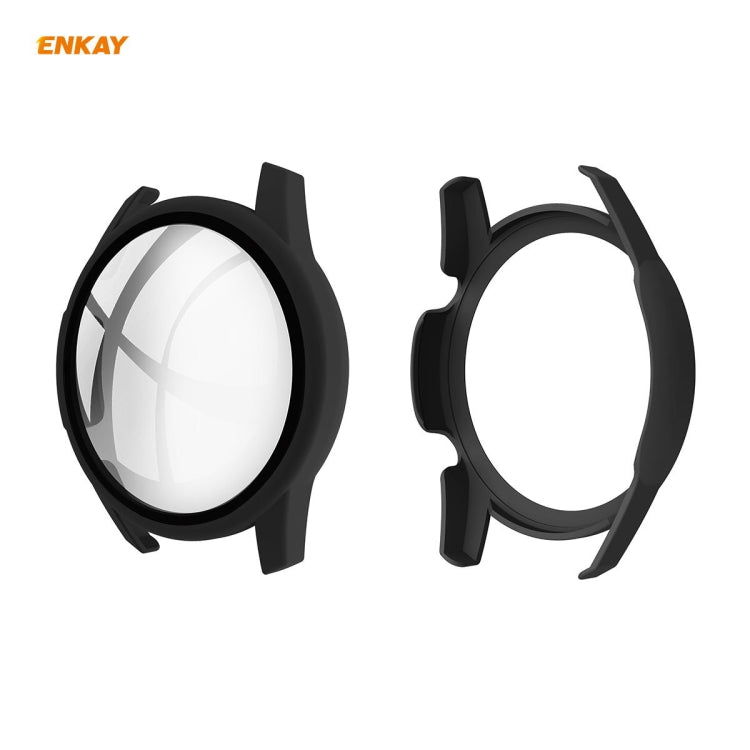 For Huawei Watch GT 2 42mm ENKAY Hat-Prince ENK-AC8201 Full Coverage PC Frosted Case + 9H Tempered Glass Protector(Black) - Watch Cases by ENKAY | Online Shopping South Africa | PMC TechLife | Buy Now Pay Later Mobicred