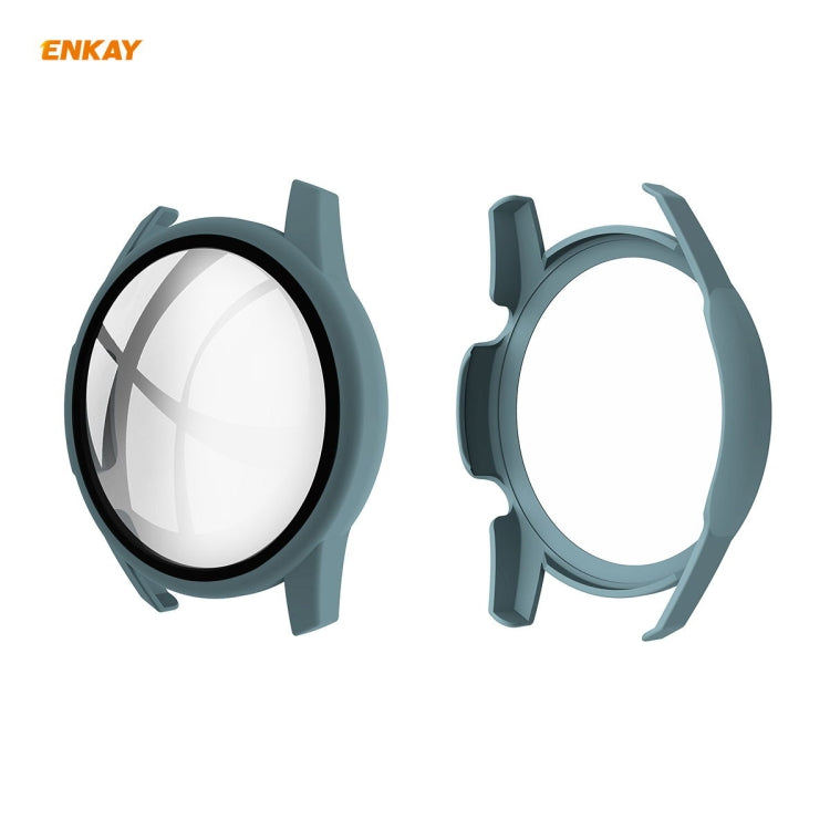 For Huawei Watch GT 2 42mm ENKAY Hat-Prince ENK-AC8201 Full Coverage PC Frosted Case + 9H Tempered Glass Protector(Green) - Watch Cases by ENKAY | Online Shopping South Africa | PMC TechLife | Buy Now Pay Later Mobicred