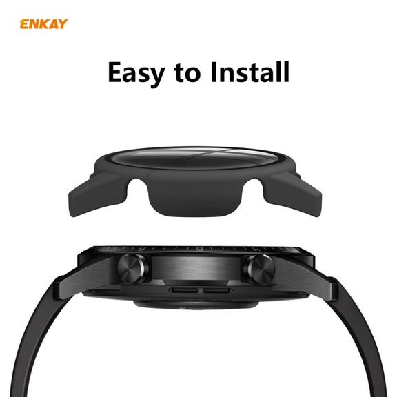 For Huawei Watch GT 2 42mm ENKAY Hat-Prince ENK-AC8201 Full Coverage PC Frosted Case + 9H Tempered Glass Protector(Green) - Watch Cases by ENKAY