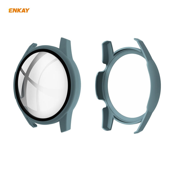 For Huawei Watch GT 2 42mm ENKAY Hat-Prince ENK-AC8201 Full Coverage PC Frosted Case + 9H Tempered Glass Protector(Green) - Watch Cases by ENKAY
