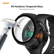 For Huawei Watch GT 2e 46mm ENKAY Hat-Prince ENK-AC8203 Full Coverage PC Frosted Case + 9H Tempered Glass Film(Green) - Watch Cases by ENKAY