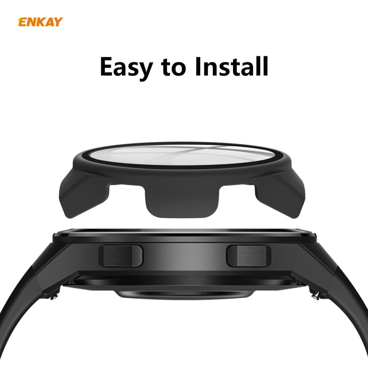 For Huawei Watch GT 2e 46mm ENKAY Hat-Prince ENK-AC8203 Full Coverage PC Frosted Case + 9H Tempered Glass Film(Green) - Watch Cases by ENKAY