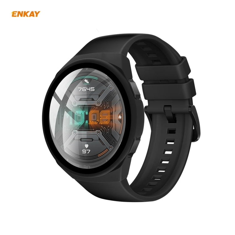 For Huawei Watch GT 2e 46mm ENKAY Hat-Prince ENK-AC8203 Full Coverage PC Frosted Case + 9H Tempered Glass Film(Green) - Watch Cases by ENKAY | Online Shopping South Africa | PMC TechLife | Buy Now Pay Later Mobicred