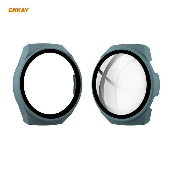 For Huawei Watch GT 2e 46mm ENKAY Hat-Prince ENK-AC8203 Full Coverage PC Frosted Case + 9H Tempered Glass Film(Green) - Watch Cases by ENKAY