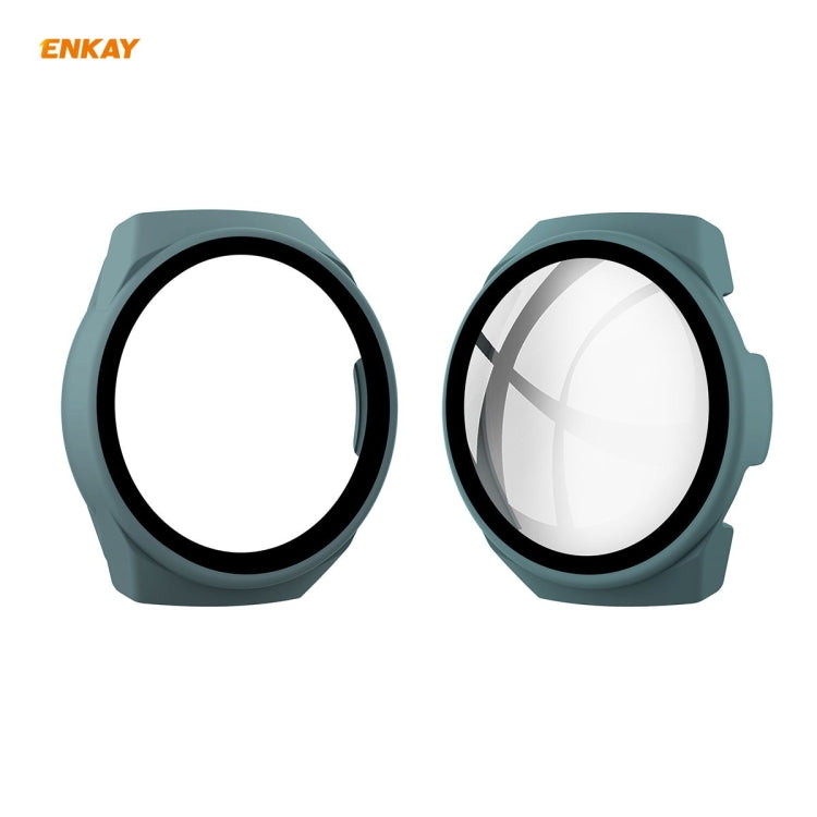 For Huawei Watch GT 2e 46mm ENKAY Hat-Prince ENK-AC8203 Full Coverage PC Frosted Case + 9H Tempered Glass Film(Green) - Watch Cases by ENKAY | Online Shopping South Africa | PMC TechLife | Buy Now Pay Later Mobicred