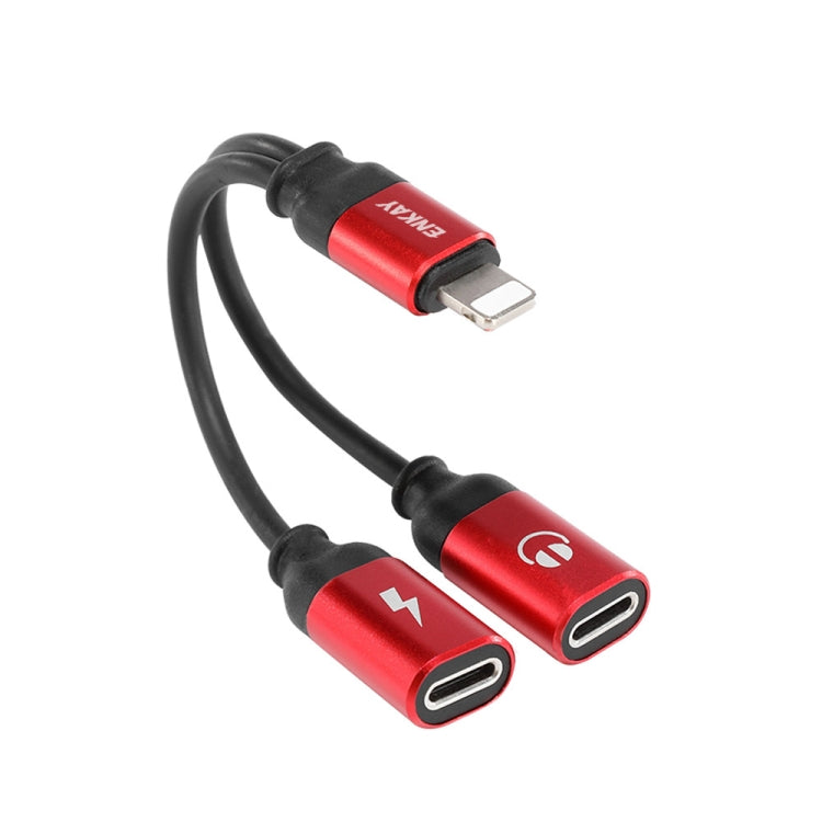 ENKAY ENK-AT104 8 Pin to Dual 8 Pin Charging Listen to Songs Aluminum Alloy Adapter Conversion Cable(Red) - Earphone Adapter by ENKAY | Online Shopping South Africa | PMC TechLife