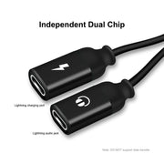 ENKAY ENK-AT104 8 Pin to Dual 8 Pin Charging Listen to Songs Aluminum Alloy Adapter Conversion Cable(Black)