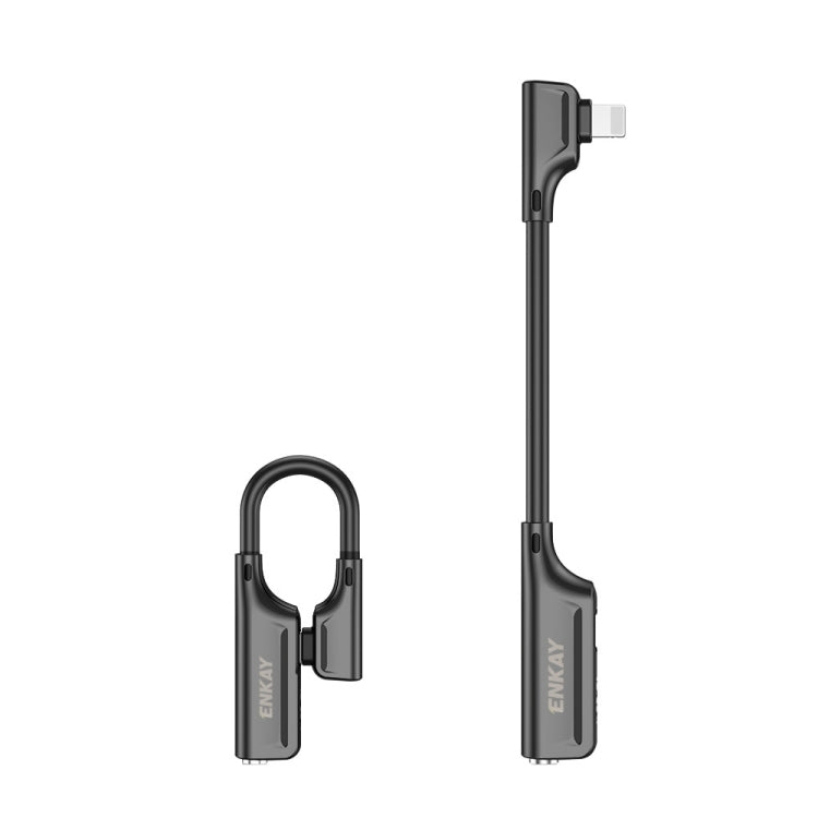 ENKAY ENK-AT103 8 Pin to 3.5mm Audio ��� 8 Pin Charging Interfaces Converter Zinc Alloy Adapter(Dark Grey)