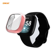 For Fitbit Versa 3 / Fitbit Sense ENKAY Hat-Prince ENK-AC8208 Full Coverage Electroplate TPU Soft Case(Pink) - Watch Cases by ENKAY