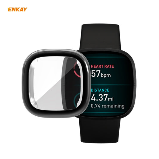 For Fitbit Versa 3 / Fitbit Sense ENKAY Hat-Prince ENK-AC8208 Full Coverage Electroplate TPU Soft Case(Black) - free shipping - PMC Jewellery - Order now!