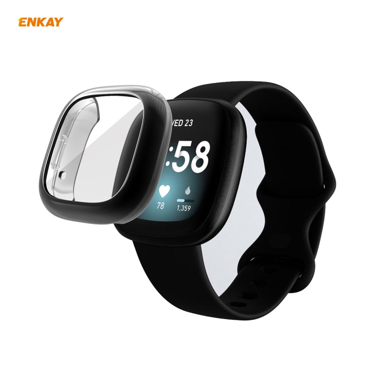 For Fitbit Versa 3 / Fitbit Sense ENKAY Hat-Prince ENK-AC8208 Full Coverage Electroplate TPU Soft Case(Black)