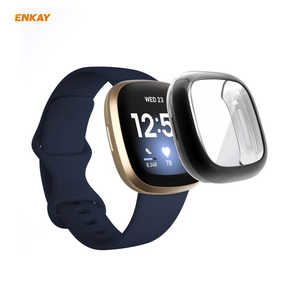 For Fitbit Versa 3 / Fitbit Sense ENKAY Hat-Prince ENK-AC8208 Full Coverage Electroplate TPU Soft Case(Black)