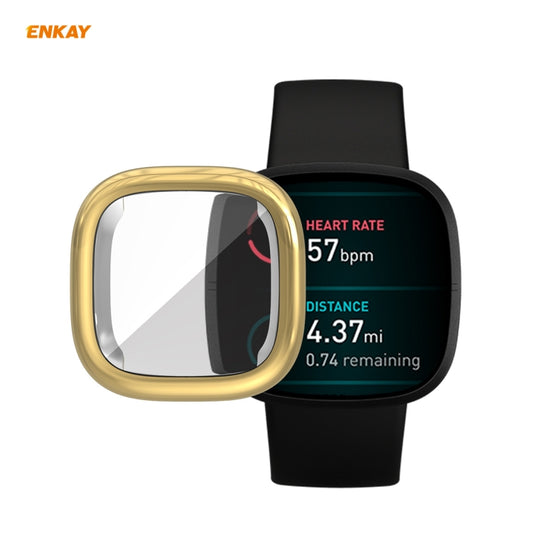 For Fitbit Versa 3 / Fitbit Sense ENKAY Hat-Prince ENK-AC8208 Full Coverage Electroplate TPU Soft Case(Gold) - free shipping - PMC Jewellery - Order now!