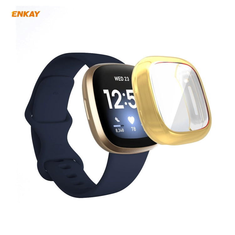 For Fitbit Versa 3 / Fitbit Sense ENKAY Hat-Prince ENK-AC8208 Full Coverage Electroplate TPU Soft Case(Gold) - free shipping - PMC TechLife - Order now!