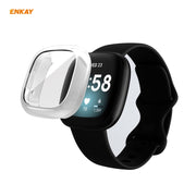 For Fitbit Versa 3 / Fitbit Sense ENKAY Hat-Prince ENK-AC8208 Full Coverage Electroplate TPU Soft Case(Silver) - Watch Cases by ENKAY