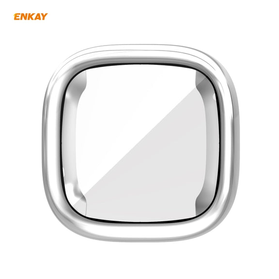 For Fitbit Versa 3 / Fitbit Sense ENKAY Hat-Prince ENK-AC8208 Full Coverage Electroplate TPU Soft Case(Silver) - Watch Cases by ENKAY