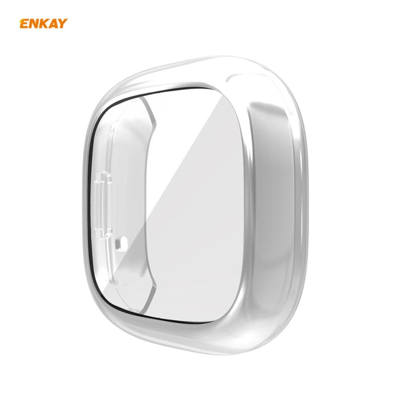For Fitbit Versa 3 / Fitbit Sense ENKAY Hat-Prince ENK-AC8208 Full Coverage Electroplate TPU Soft Case(Silver) - Watch Cases by ENKAY