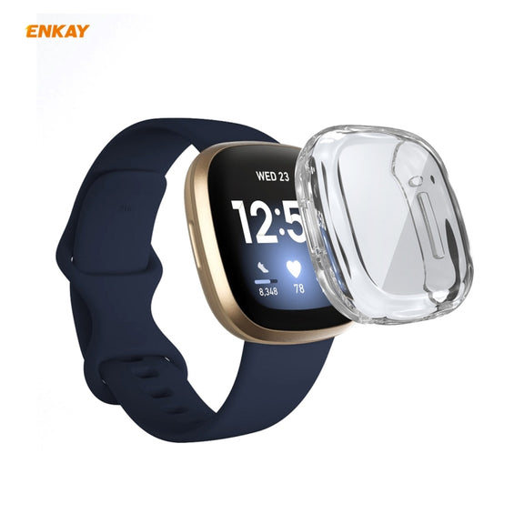 For Fitbit Versa 3 / Fitbit Sense ENKAY Hat-Prince ENK-AC8208 Full Coverage Transparent TPU Soft Case - Watch Cases by ENKAY