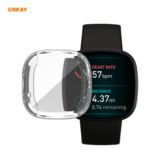 For Fitbit Versa 3 / Fitbit Sense ENKAY Hat-Prince ENK-AC8208 Full Coverage Transparent TPU Soft Case - Watch Cases by ENKAY