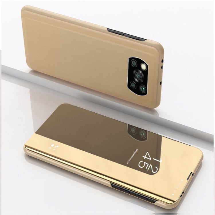 For Xiaomi Poco X3 NFC Plated Mirror Horizontal Flip Leather Case with Holder(Gold) - free shipping - PMC TechLife - Order now!