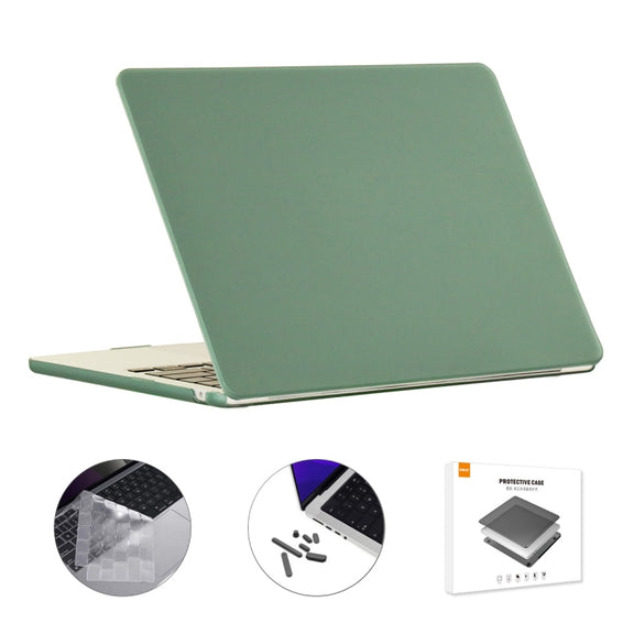 For MacBook Air 13.6 2022 A2681 EU Version ENKAY 3 in 1 Matte Laptop Case with TPU Keyboard Film / Anti-dust Plugs (Dark Green)
