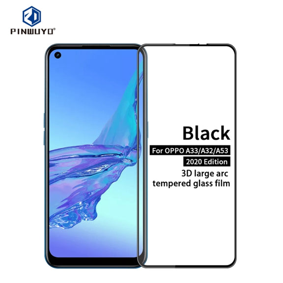 For OPPO A32 / A33 / A53 (2020) PINWUYO 9H 3D Curved Full Screen Explosion-proof Tempered Glass Film(Black)