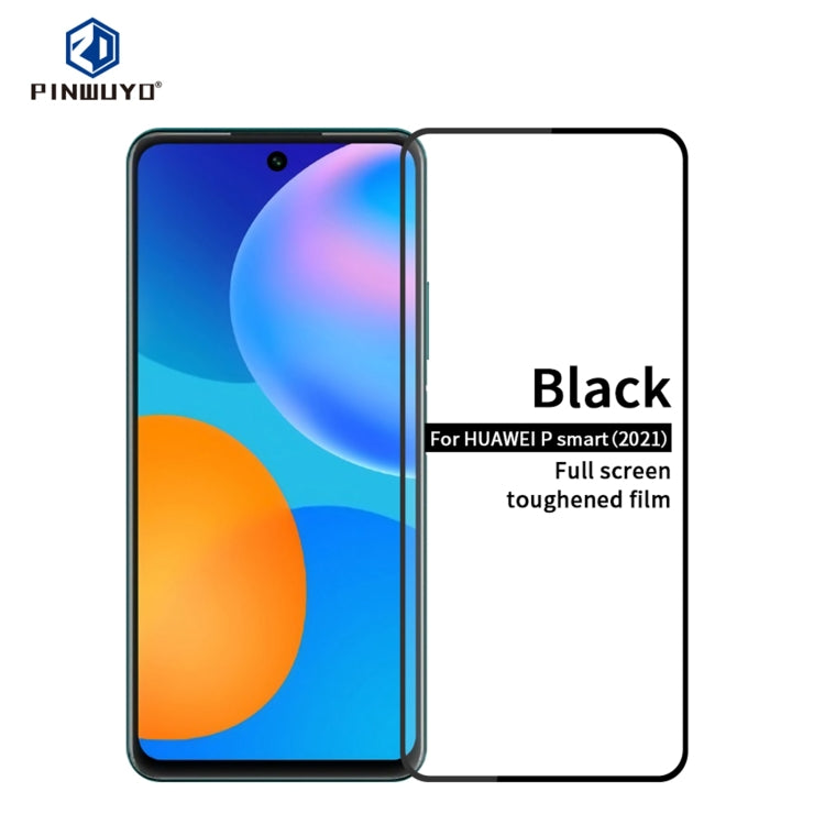 For Huawei P smart 2021 PINWUYO 9H 2.5D Full Screen Tempered Glass Film(Black) - Huawei Tempered Glass by PINWUYO | Online Shopping South Africa | PMC TechLife | Buy Now Pay Later Mobicred