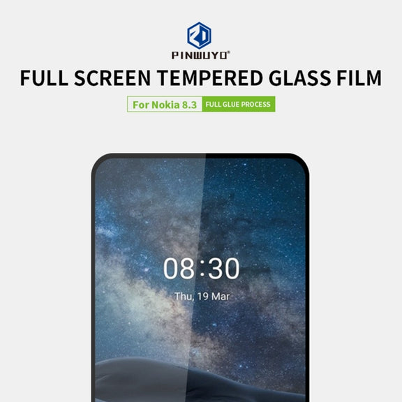 For Nokia 8.3 PINWUYO 9H 2.5D Full Screen Tempered Glass Film(Black)