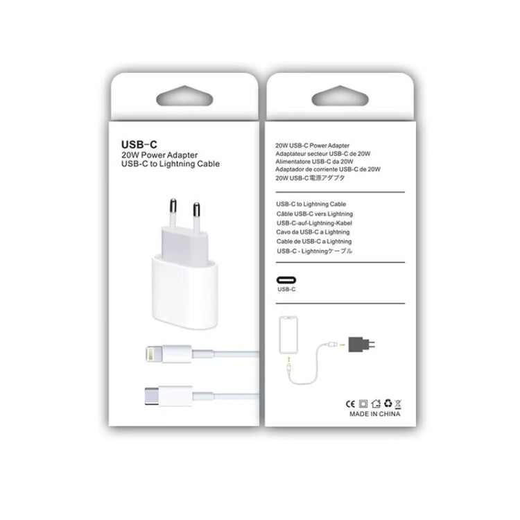 2 in 1 PD 20W Single USB-C / Type-C Port Travel Charger + 3A PD3.0 USB-C / Type-C to 8 Pin Fast Charge Data Cable Set, Cable Length: 2m, EU Plug - free shipping - PMC TechLife - Order now!