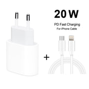 2 in 1 PD 20W Single USB-C / Type-C Port Travel Charger + 3A PD3.0 USB-C / Type-C to 8 Pin Fast Charge Data Cable Set, Cable Length: 2m, EU Plug