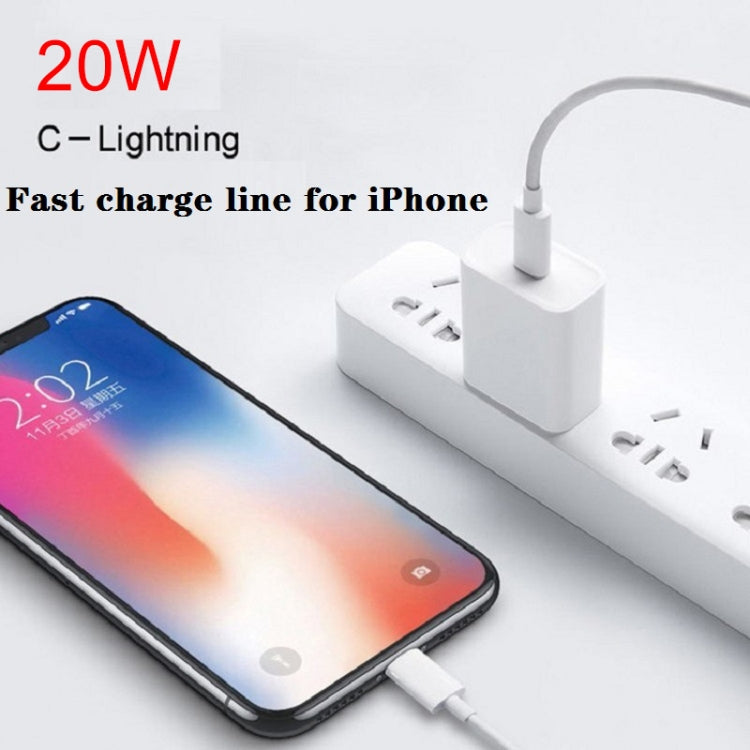2 in 1 PD 20W Single USB-C / Type-C Port Travel Charger + 3A PD3.0 USB-C / Type-C to 8 Pin Fast Charge Data Cable Set, Cable Length: 2m, EU Plug