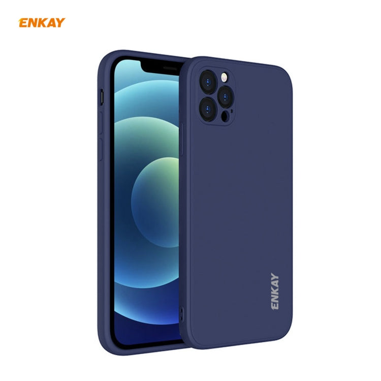 For iPhone 12 Pro Hat-Prince ENKAY ENK-PC069 Liquid Silicone Straight Edge Shockproof Protective Case(Navy Blue) - iPhone 12 / 12 Pro Cases by ENKAY | Online Shopping South Africa | PMC TechLife | Buy Now Pay Later Mobicred