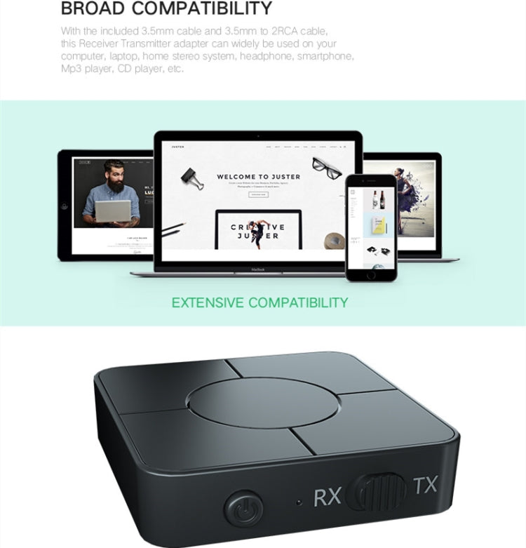 KN326 Bluetooth Audio Receiver Transmitter 5.0 Two-in-one Bluetooth Adapter for Hands-free Calls - Audio Receiver Transmitter by PMC TechLife | Online Shopping South Africa | PMC TechLife