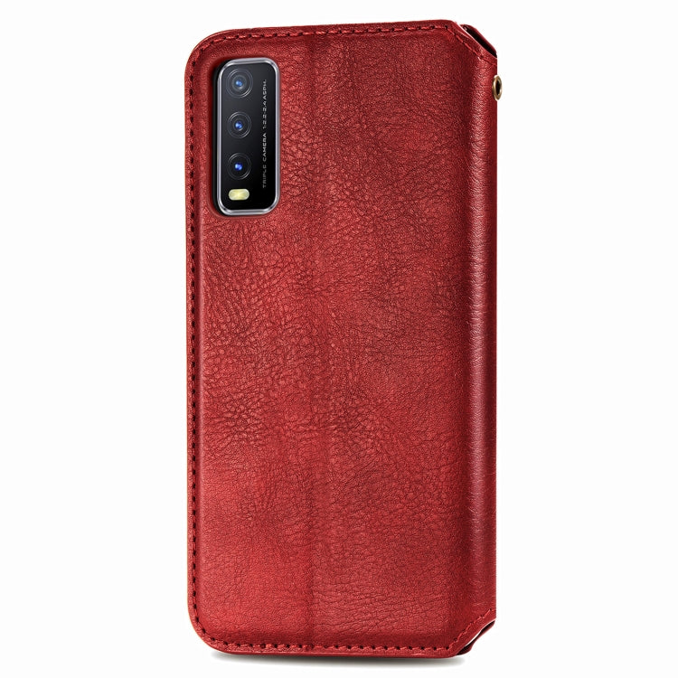 For vivo Y20 Cubic Grid Pressed Horizontal Flip Magnetic PU Leather Case with Holder & Card Slots & Wallet(Red) - free shipping - PMC TechLife - Order now!