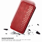 For vivo Y20 Cubic Grid Pressed Horizontal Flip Magnetic PU Leather Case with Holder & Card Slots & Wallet(Red)