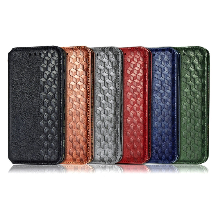 For vivo Y20 Cubic Grid Pressed Horizontal Flip Magnetic PU Leather Case with Holder & Card Slots & Wallet(Red)