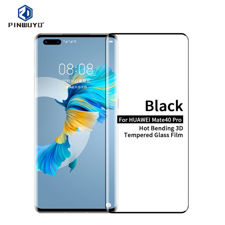 For Huawei Mate40 Pro PINWUYO 9H 3D Hot Bending Tempered Glass Film(Black) - Huawei Tempered Glass by PINWUYO | Online Shopping South Africa | PMC TechLife | Buy Now Pay Later Mobicred