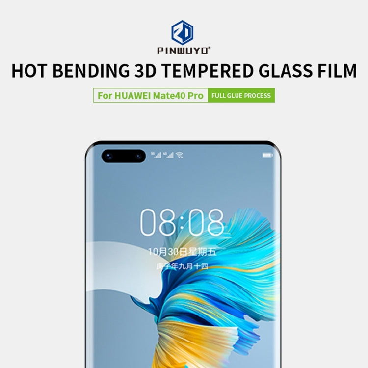 For Huawei Mate40 Pro PINWUYO 9H 3D Hot Bending Tempered Glass Film(Black) - Huawei Tempered Glass by PINWUYO | Online Shopping South Africa | PMC TechLife | Buy Now Pay Later Mobicred