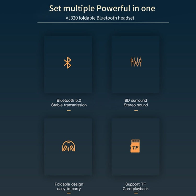 VJ320 Bluetooth 5.0 Head-mounted Foldable Wireless Headphones Support TF Card with Mic(Black) - Headset & Headphone by PMC TechLife | Online Shopping South Africa | PMC TechLife