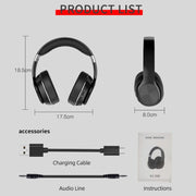 VJ320 Bluetooth 5.0 Head-mounted Foldable Wireless Headphones Support TF Card with Mic(Blue)