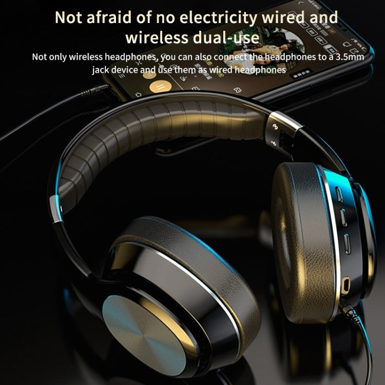 VJ320 Bluetooth 5.0 Head-mounted Foldable Wireless Headphones Support TF Card with Mic(Blue)
