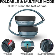 VJ320 Bluetooth 5.0 Head-mounted Foldable Wireless Headphones Support TF Card with Mic(Blue)