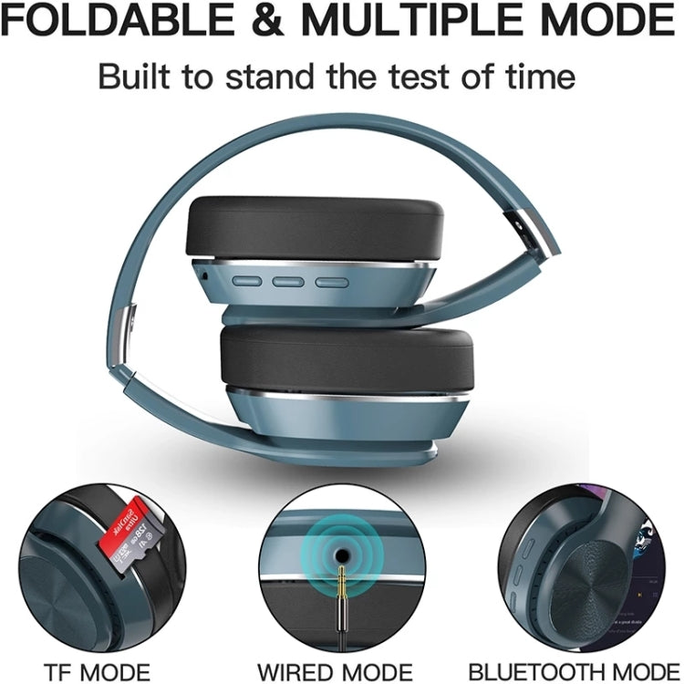 VJ320 Bluetooth 5.0 Head-mounted Foldable Wireless Headphones Support TF Card with Mic(Blue)