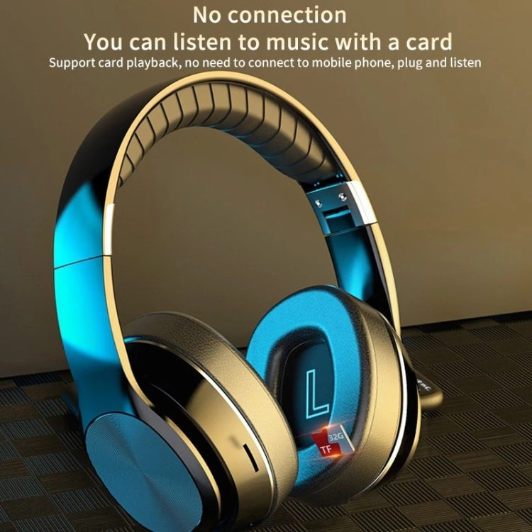 VJ320 Bluetooth 5.0 Head-mounted Foldable Wireless Headphones Support TF Card with Mic(Blue)