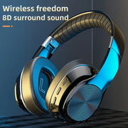 VJ320 Bluetooth 5.0 Head-mounted Foldable Wireless Headphones Support TF Card with Mic(Blue)