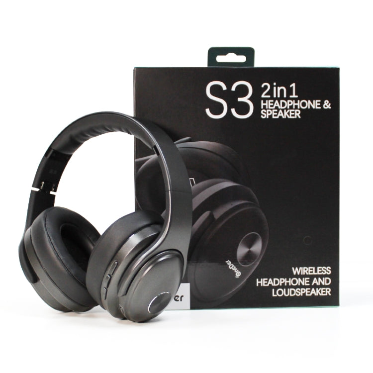 OneDer S3 2 in1 Headphone & Speaker Portable Wireless Bluetooth Headphone Noise Cancelling Over Ear Stereo(Black)