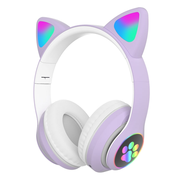 T&G TN-28 3.5mm Bluetooth 5.0 Dual Connection RGB Cat Ear Bass Stereo Noise-cancelling Headphones Support TF Card With Mic(Purple) - Headset & Headphone by T&G | Online Shopping South Africa | PMC TechLife | Buy Now Pay Later Mobicred