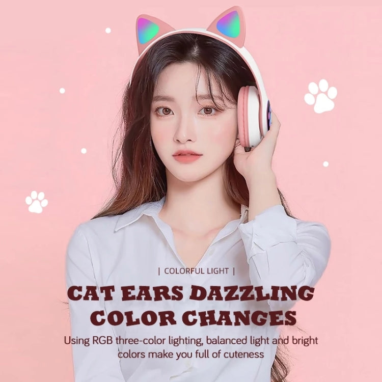 T&G TN-28 3.5mm Bluetooth 5.0 Dual Connection RGB Cat Ear Bass Stereo Noise-cancelling Headphones Support TF Card With Mic(Black) - free shipping - PMC TechLife - Order now!