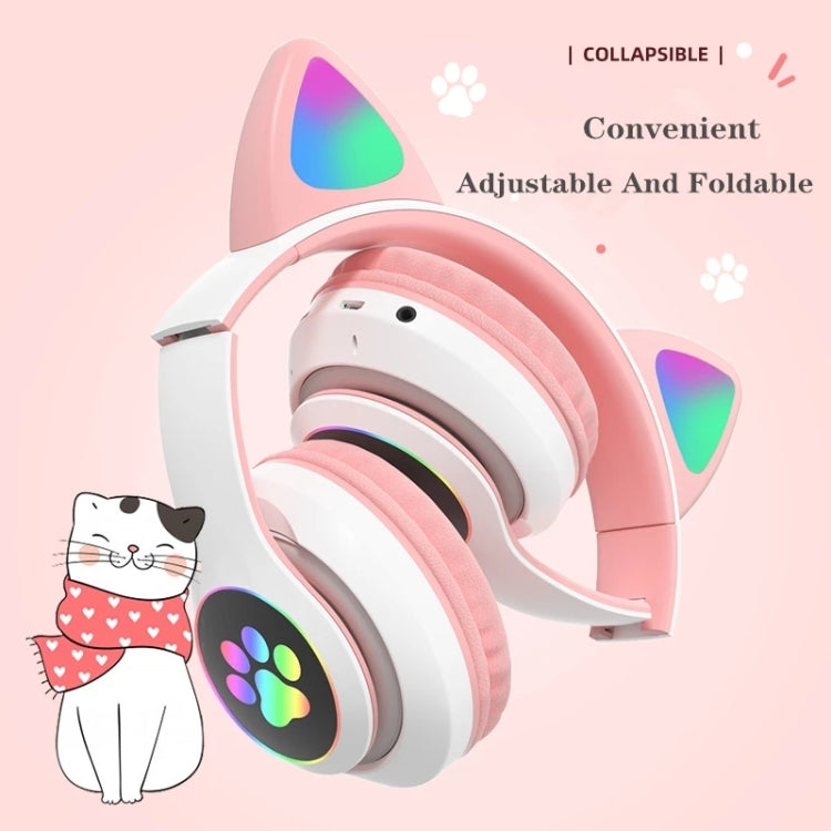 T&G TN-28 3.5mm Bluetooth 5.0 Dual Connection RGB Cat Ear Bass Stereo Noise-cancelling Headphones Support TF Card With Mic(Pink) - Headset & Headphone by T&G | Online Shopping South Africa | PMC TechLife | Buy Now Pay Later Mobicred