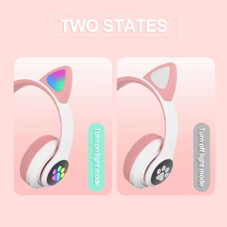 T&G TN-28 3.5mm Bluetooth 5.0 Dual Connection RGB Cat Ear Bass Stereo Noise-cancelling Headphones Support TF Card With Mic(Pink) - Headset & Headphone by T&G | Online Shopping South Africa | PMC TechLife | Buy Now Pay Later Mobicred